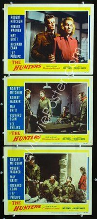 5g626 HUNTERS 3 LCs '58 Robert Mitchum, Robert Wagner, May Britt!