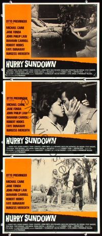 5g628 HURRY SUNDOWN 3 LCs '67 Michael Caine, Jane Fonda, Diahann Carroll & John Phillip Law!