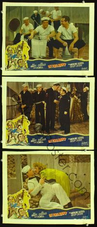 5g637 IN THE NAVY 3 LCs R48 wacky Bud Abbott & Lou Costello as sailors!