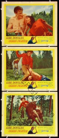 5g639 INDIAN FIGHTER 3 LCs '55 Kirk Douglas on horseback, killing & w/pretty Elsa Martinelli!