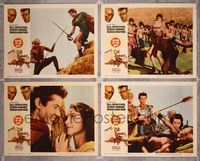 5g177 KINGS OF THE SUN 4 LCs '64 Yul Brynner with spear fighting George Chakiris!