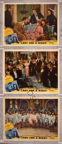 5g674 LADY FOR A NIGHT 3 LCs '41 big John Wayne, sexy Joan Blondell, showgirls!