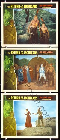5g677 LAST OF THE MOHICANS 3 LCs R48 cool border art of Harry Carey, Return of the Mohicans!