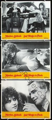 5g680 LAST TANGO IN PARIS 3 LCs '73 images of Marlon Brando & Maria Schneider, Bernardo Bertolucci!