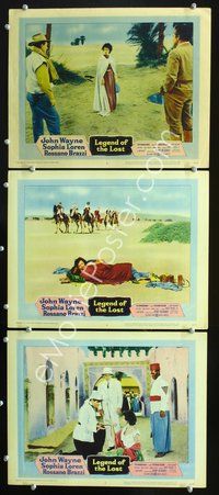 5g685 LEGEND OF THE LOST 3 LCs '57 John Wayne & Sophia Loren in the desert!