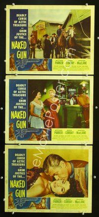 5g748 NAKED GUN 3 LCs '56 western, Willard Parker, sexy Mara Corday, Barton MacLane!