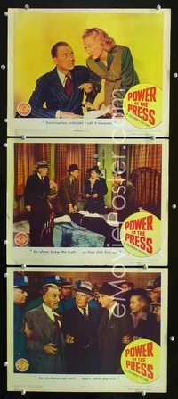 5g787 POWER OF THE PRESS 3 LCs '43 Lee Tracy, Guy Kibbee, Gloria Dickson, from Samuel Fuller!