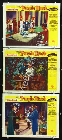 5g793 PURPLE MASK 3 LCs '55 Gene Barry, Dan O'Herlihy, masked avenger Tony Curtis!