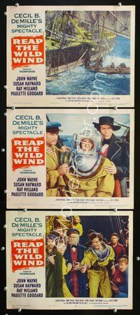 5g801 REAP THE WILD WIND 3 LCs R54 John Wayne & Ray Milland in diving suits!
