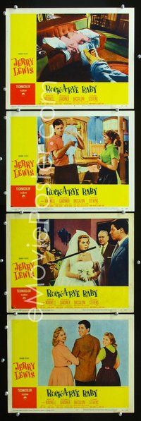 5g245 ROCK-A-BYE BABY 4 LCs '58 wacky father Jerry Lewis with triplets!