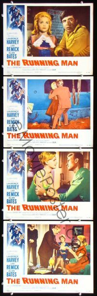 5g247 RUNNING MAN 4 LCs '64 Laurence Harvey, Lee Remick, directed by Carol Reed!