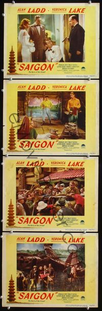 5g249 SAIGON 4 LCs '48 Alan Ladd & sexy Veronica Lake in Vietnam!