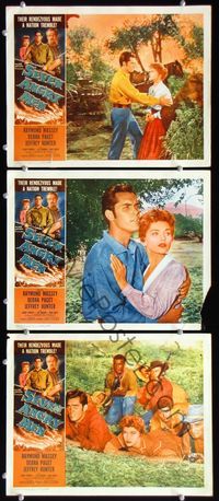 5g832 SEVEN ANGRY MEN 3 LCs '55 Jeffrey Hunter & pretty Debra Paget in western action!
