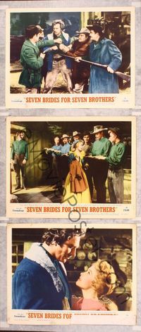 5g833 SEVEN BRIDES FOR SEVEN BROTHERS 3 LCs '54 Jane Powell & Howard Keel, classic MGM musical!