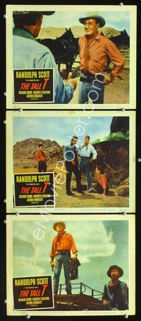 5g899 TALL T 3 LCs '57 Budd Boetticher directed western, Randolph Scott, Maureen O'Sullivan!