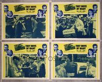5g286 THEY DRIVE BY NIGHT 4 LCs R56 border art of Bogart, George Raft, Ann Sheridan & Ida Lupino!