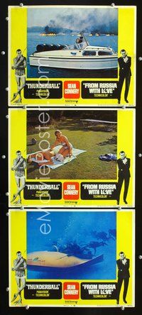 5g919 THUNDERBALL/FROM RUSSIA WITH LOVE 3 LCs '68 Connery as James Bond, Robert Shaw & sexy girl!