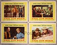 5g294 TIN STAR 4 LCs '57 cowboys Henry Fonda & Anthony Perkins, western gunslingers!