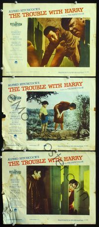 5g942 TROUBLE WITH HARRY 3 LCs '55 Alfred Hitchcock, Edmund Gwenn, Shirley MacLaine!