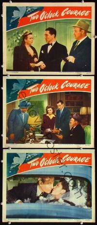 5g952 TWO O'CLOCK COURAGE 3 LCs '44 directed by Anthony Mann, Tom Conway, Ann Rutherford!