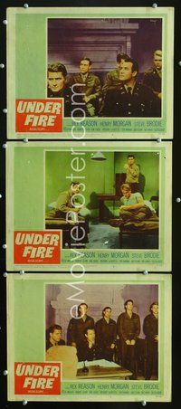 5g956 UNDER FIRE 3 LCs '57 Rex Reason, Henry Morgan, Steve Brodie, WWII!