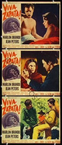 5g962 VIVA ZAPATA 3 LCs '52 images of Marlon Brando & Jean Peters, from John Steinbeck!