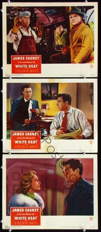 5g974 WHITE HEAT 3 LCs '49 images of James Cagney, Virginia Mayo, classic film noir!