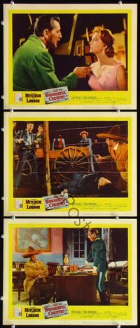 5g986 WONDERFUL COUNTRY 3 LCs '59 close-up of Texan Robert Mitchum & sexy Julie London!