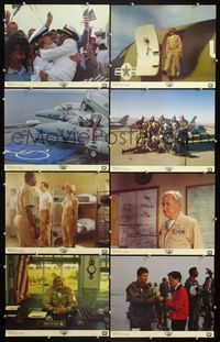 5h272 HOT SHOTS 8 color 11x14 stills '91 Charlie Sheen, wacky Lloyd Bridges, Top Gun spoof!