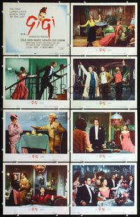 5h228 GIGI 8 LCs '58 Leslie Caron, Maurice Chevalier, Louis Jourdan, Hermoine Gingold