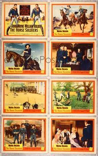5h268 HORSE SOLDIERS 8 LCs '59 art of U.S. Cavalrymen John Wayne & William Holden, John Ford