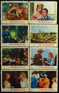 5h279 HOW THE WEST WAS WON 8 LCs '64 John Ford epic, Debbie Reynolds, Gregory Peck & all-star cast!