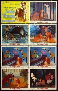 5h335 LADY & THE TRAMP 8 LCs R62 Walt Disney romantic canine classic cartoon!
