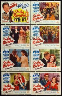5h426 ON THE RIVIERA 8 LCs '51 art of Danny Kaye, sexy Gene Tierney & Corinne Calvet in swimsuits!
