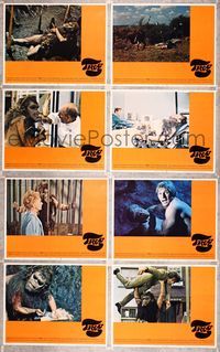 5h570 TROG 8 LCs '70 Joan Crawford & prehistoric monsters, wacky horror explodes into today!