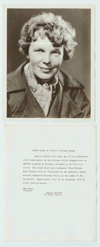 5j024 AMELIA EARHART 8x10 still '35 rare radio appearance on NBC's Welcome Valley, close portrait!