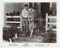 5j069 BIRDS 8x10 still '63 Alfred Hitchcock, Rod Taylor helps wounded Tippi Hedren down stairs!