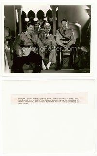 5j075 BONNIE SCOTLAND candid 8x10 still '35 Laurel & Hardy posing on set with director & actor!