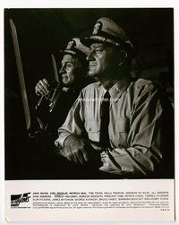 5j284 IN HARM'S WAY deluxe 7.75x9.75 still '65 c/u of solemn John Wayne & Kirk Douglas on bridge!