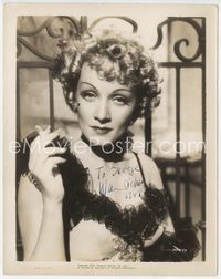 5j002 MARLENE DIETRICH signed 8x10 still '39 smoking in costume from Destry Rides Again!