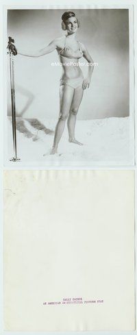 5j504 SALLI SACHSE 8x10 still '65 sexy standing in bikini in fake snow with ski poles!