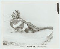 5j511 SANDRA DEE 8x10 still '50s sexiest portrait in bikini on round bed!