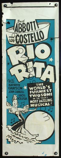 5k207 RIO RITA Aust daybill R50s Bud Abbott & Lou Costello, art of Eros Volusia!