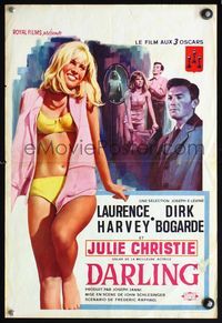 5k498 DARLING Belgian '65 Laurence Harvey, Dirk Bogarde, art of sexy Julie Christie in bikini!