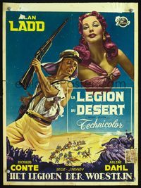 5k503 DESERT LEGION Belgian '53 art of Alan Ladd in the French Foreign Legion & sexy Arlene Dahl!