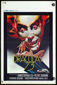 5k509 DRACULA A.D. 1972 Belgian '73 Hammer, Christopher Lee, cool artwork of Dracula & sexy girls!