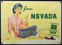 5k037 NEVADA AMERICAN BLEND Colombian poster '50s really cool artwork of girl & cigarette!
