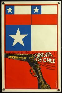 5k191 LA CANTATA DE CHILE Cuban '76 Humberto Solas, artwork of Cuban flag & gun by Reboiro!