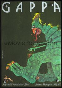 5k321 GAPPA, THE TRIPHIBIAN MONSTER Czech 11x16 '86 best cartoony monster art by Vratislav Hlavati!