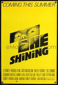 5k464 SHINING advance English 1sh '80 Stephen King, Stanley Kubrick masterpiece w/Jack Nicholson!